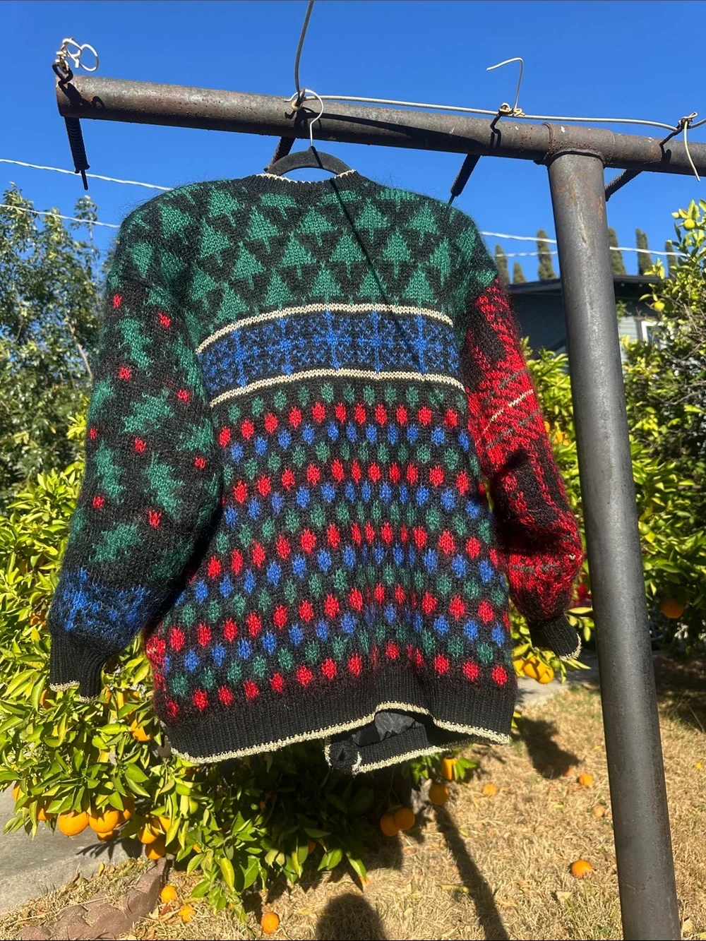Vintage Susan Bristol Multicolor Fair Isle Wool Blend Christmas Holiday Cardigan